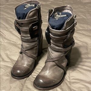 Freebird Gray/brown multicolor Leather Boots. Baker style